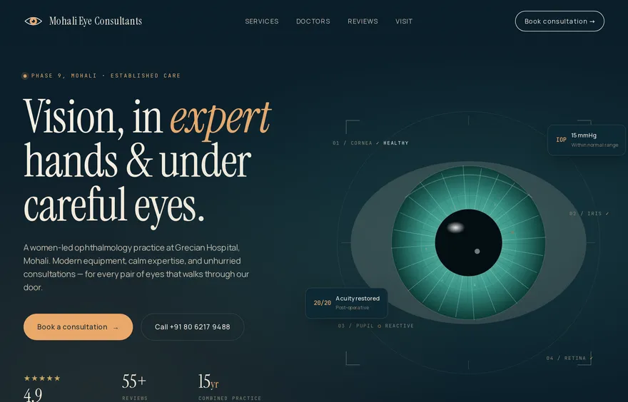 Mohali Eye Consultants clinic website built by Webgrove — Eye clinic · Mohali